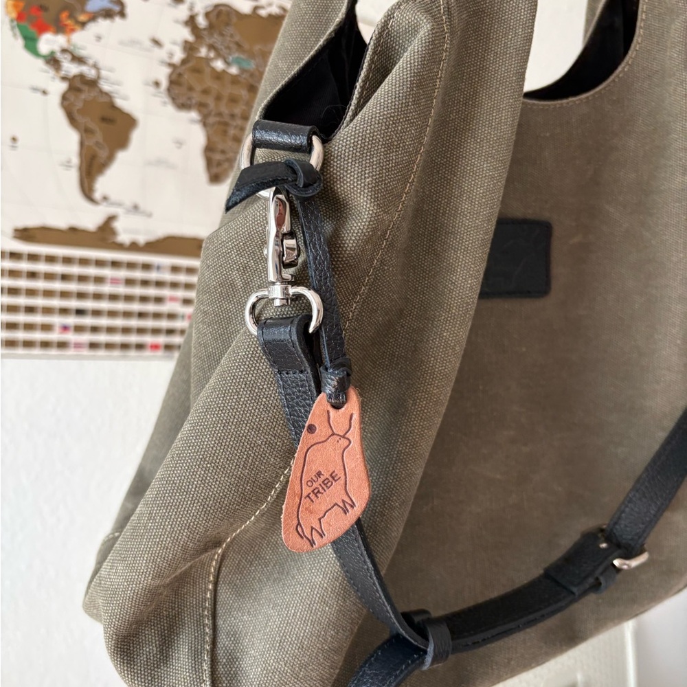 Our Tribe Filipino Canvas Tote With Braided Leather Handles - Olive View 3